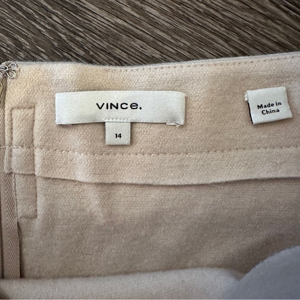 Vince High Waisted Wool Blend Belted Skirt in Oatmeal - Picture 2 of 6